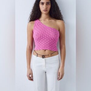 Gimaguas Pink One Shoulder Isola Tank Size Small